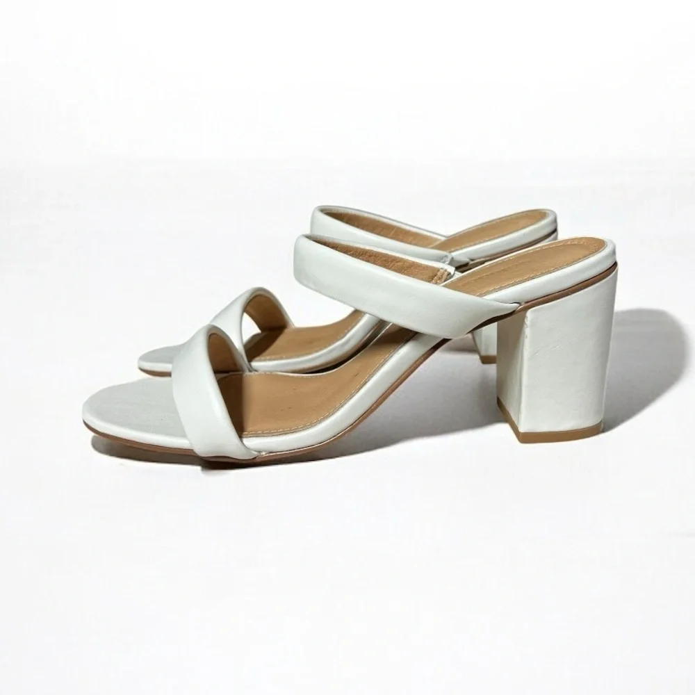 🌻Soludos Ines White Leather Heels | Women's Size 7